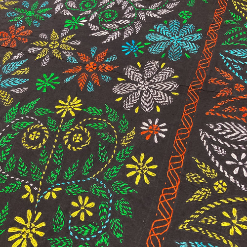 バングラデシュ ノクシカタ 手刺繍 ベッドカバー 布団カバー カーテン