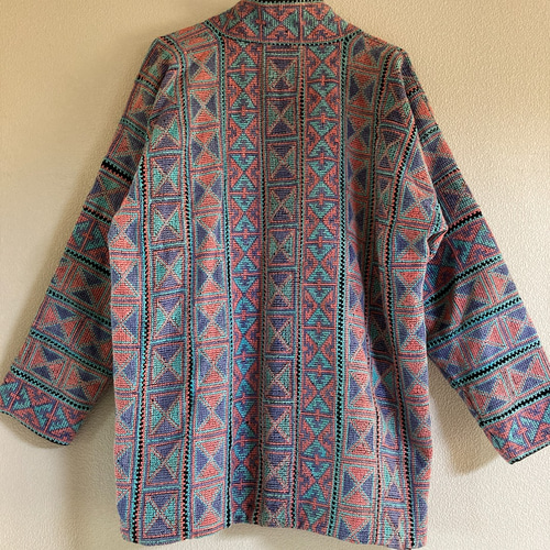 モン族 手刺繍 ガウン 刺し子 ロングコート 古布 ハンドメイド  