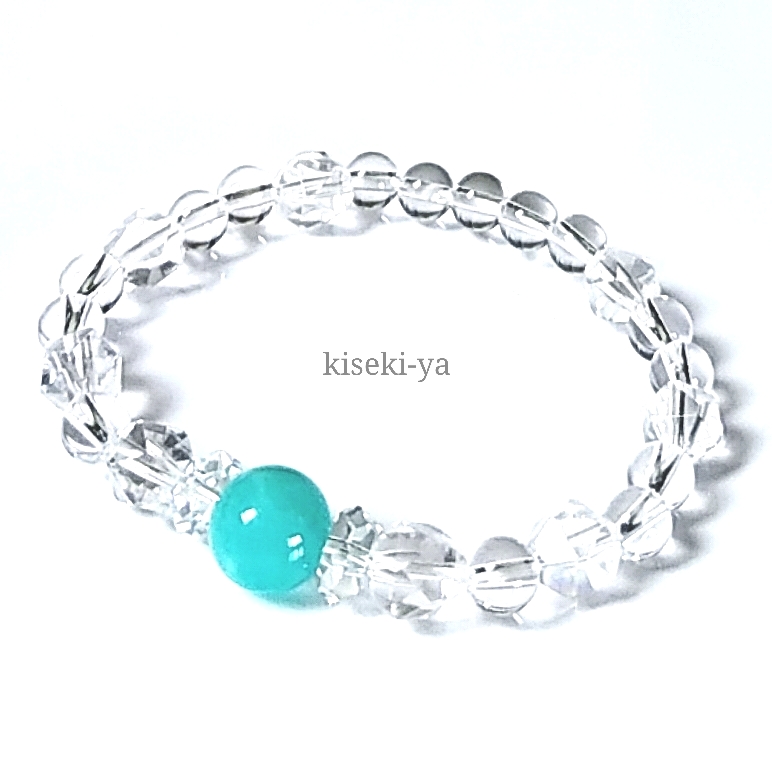 天然石ブレスレットアマゾナイト&水晶プリンプリンのリボンゴールド