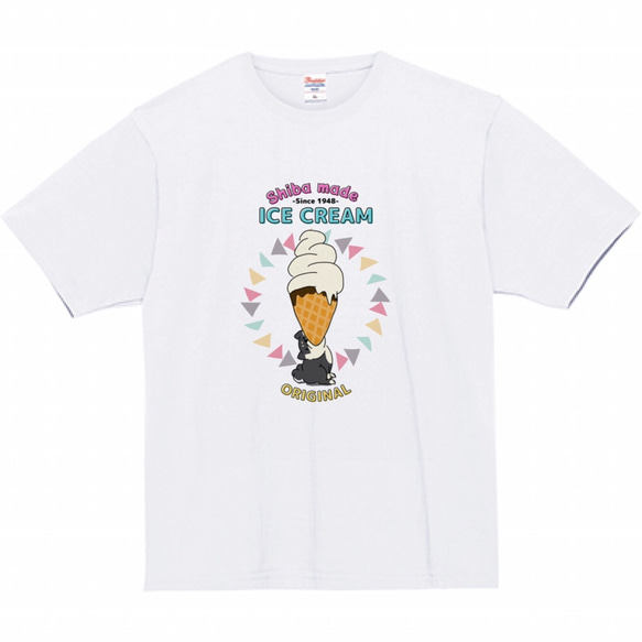 黒柴と大きなソフトクリーム◆Tシャツ 1枚目の画像