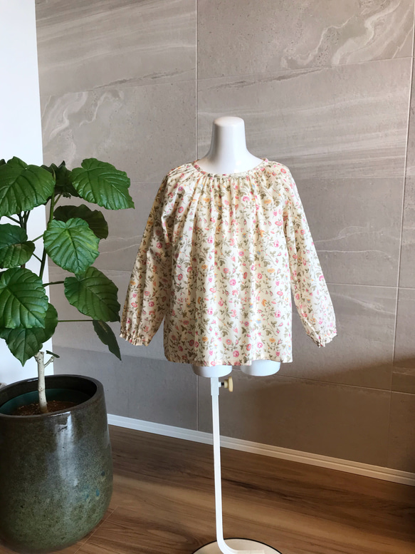 100cm＊リバティ・ロストインヴィンヤード＊ギャザーブラウス 子供服
