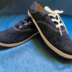 Adeia舒適 簡單 輕鬆 穿好鞋  牛仔布  深藍色  休閒帆牛仔布  深藍色  休閒帆布鞋 第7張的照片