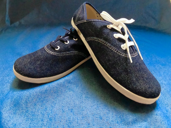 Adeia舒適 簡單 輕鬆 穿好鞋  牛仔布  深藍色  休閒帆牛仔布  深藍色  休閒帆布鞋 第7張的照片