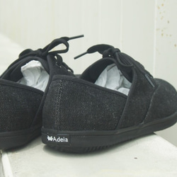 Adeia舒適 簡單 輕鬆 穿好鞋  牛仔布  黑色  休閒帆牛仔布    休閒帆布鞋 第2張的照片