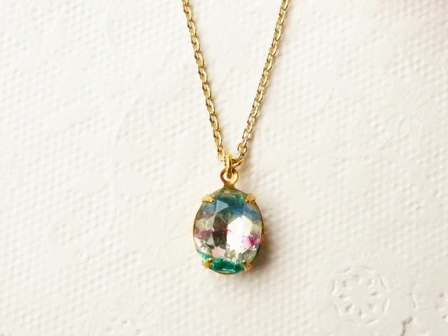 アイリス　ヴィンテージ　ペンダント ヴィンテージ Beautiful! アイリスガラス ペンダント ネックレス