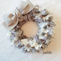 リボンリース・グレーホワイト〈再販〉 リース petite ribbon