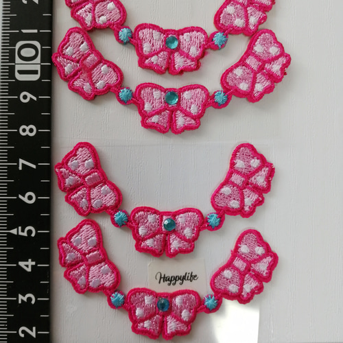 4枚入リボン ライン型 刺繍アイロンワッペンシールワッペン ワッペン  