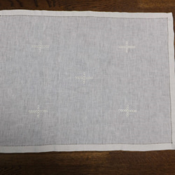 キッチンクロス　リネン　オフホワイト　刺繍付き 1枚目の画像