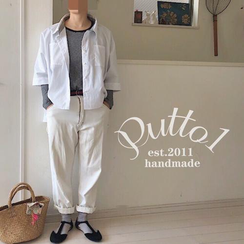 ハンドメイド 後ろ下がりのゆったりプルオーバー リネン100%