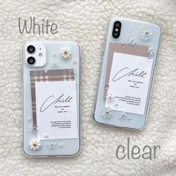 ✿iPhone15対応✿ デイジーiPhoneケース　clear/White 1枚目の画像