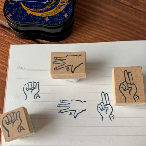 消しゴムはんこ 指文字 指文字はんこ 手話 ハンドサイン ワークショップ サークル 商用可能