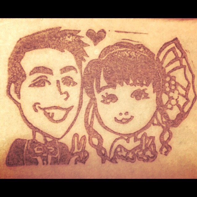 はんこ ハンコ かわいい ペア 似顔絵はんこ スタンプ 記念品 〜4×4 文字入れ無料 プレゼント ギフト クリスマス