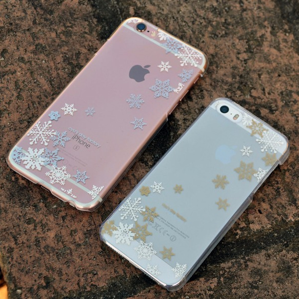 雪の結晶 iPhone5/5ｓ/SE/6/6ｓ/7/8専用　ハードクリアケース 2枚目の画像