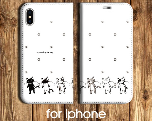 しまにゃん様オーダー　レザーカービン　iPhone手帳型ケース iPhone ケース 手帳型 お財布 レザー カードケース ジップ