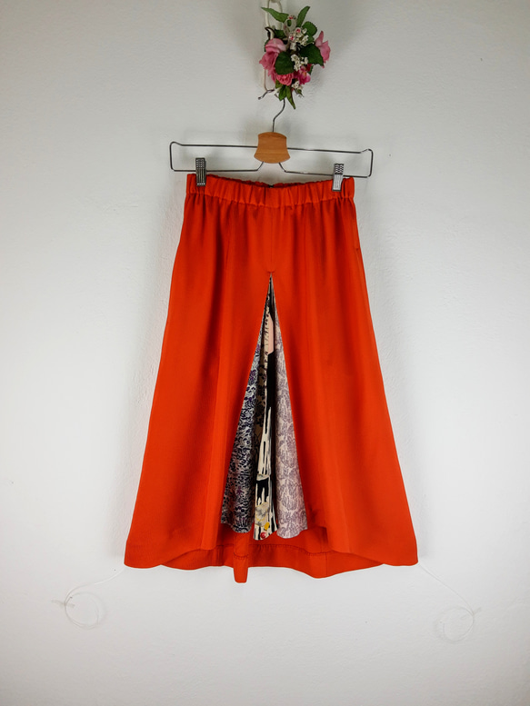 着物リメイク 送料無料 橙色の元気スカート 6枚目の画像
