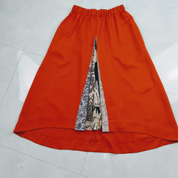着物リメイク 送料無料 橙色の元気スカート 10枚目の画像