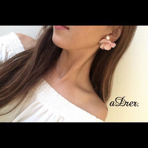 ❤︎28 コットンパールとお花のバックキャッチピアス no.110 ピアス 
