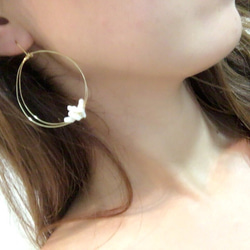 ❤︎13 double hoop ピアス no.165/サンゴ/ターコイズ/フックピアス/樹脂/ノンホール/イヤリング 4枚目の画像