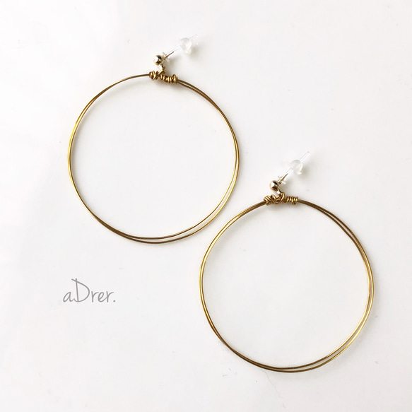 ❤︎19 大きめdouble ringのフープピアス no.170 /ノンホール    フックピアス 2枚目の画像