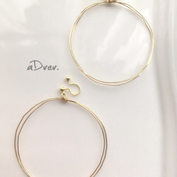 ❤︎19 大きめdouble ringのフープピアス no.170 /ノンホール    フックピアス 4枚目の画像