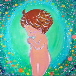 戌の日 安産祈願 子宝アート 原画 F3キャンバス 雑貨・その他