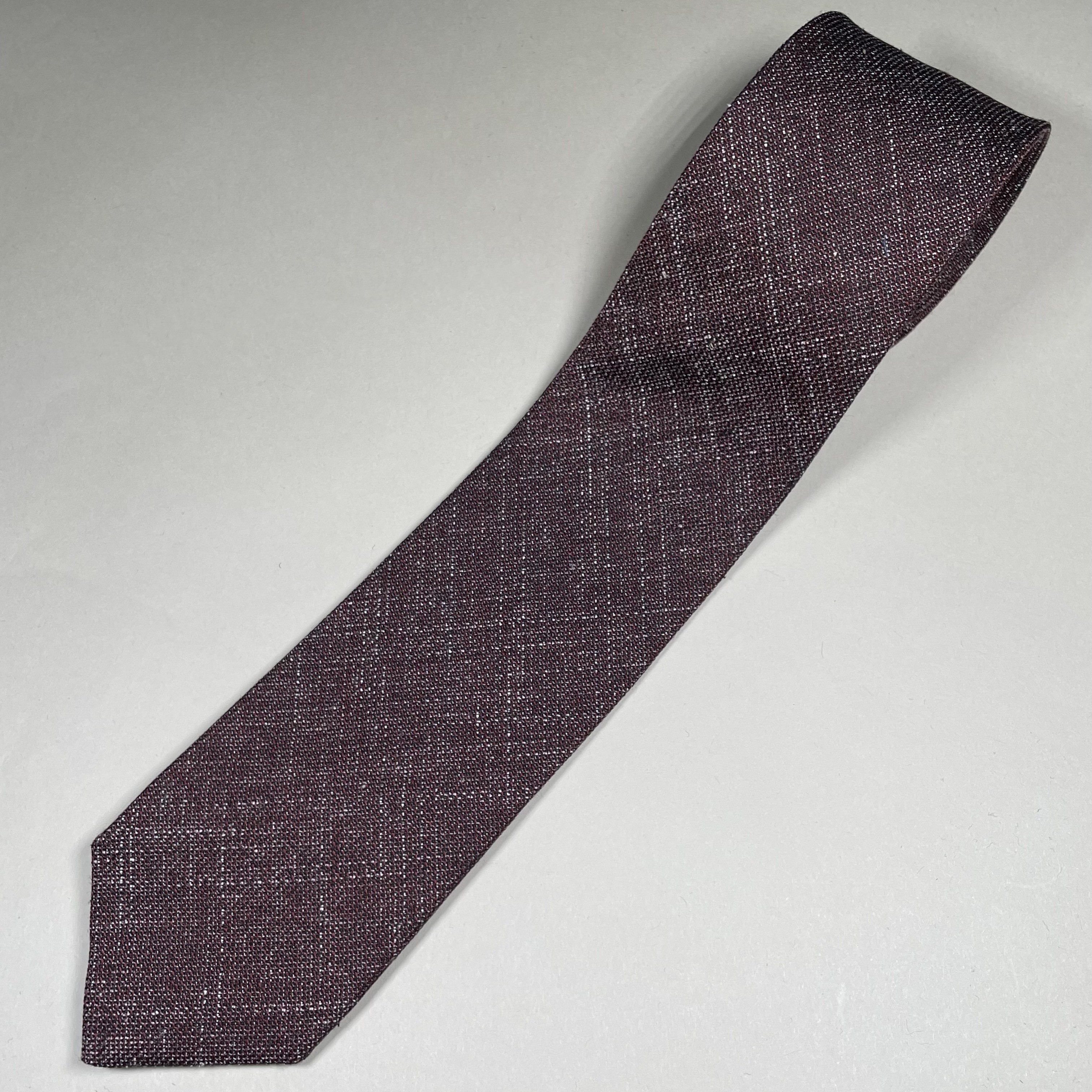 【受注製作】ボルドー／イタリア生地／ネクタイ／プレゼント　【別途】メッセージ・イニシャル刺繍オーダー