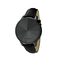 THE DIAMONDコレクション - LED 黒色ステンレス鋼ブラックレザーバンド腕時計 4枚目の画像