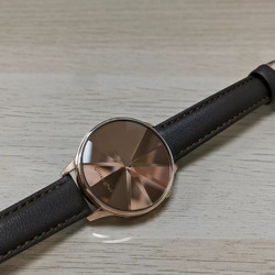 THE DIAMOND コレクション - LED ローズゴールドステンレス鋼ブラウンレザーバンド腕時計 4枚目の画像