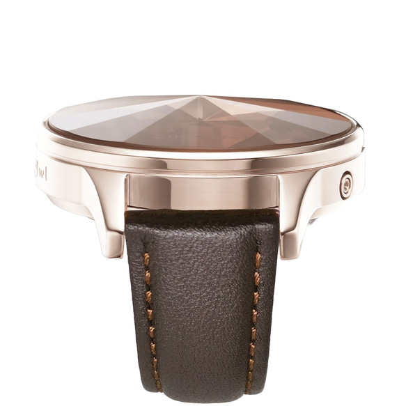 THE DIAMOND コレクション - LED ローズゴールドステンレス鋼ブラウンレザーバンド腕時計 7枚目の画像