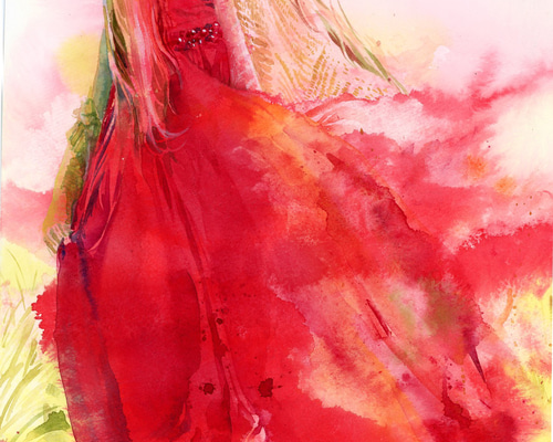 手描き 水彩油画 人物画 女性肖像 絵画 原画 約70×100cm 1_8ccabaf48301e96a84c10feca903