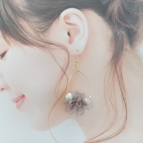 シフォンリボンピアス ピアス（フック・チェーン） ナチュリーズ