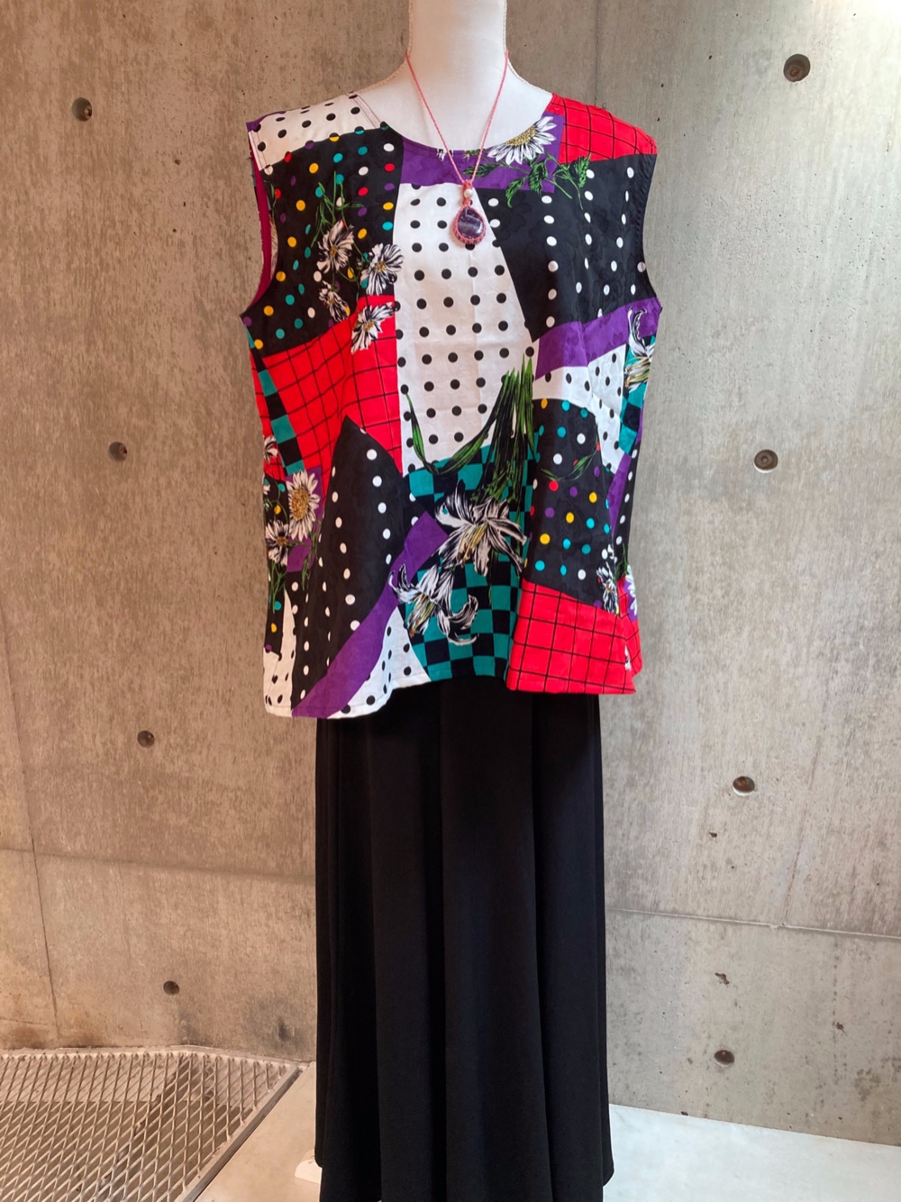 コットンシリーズ②  １点物　70年代ジャガード織り　ショート丈チュニック　made in Japan