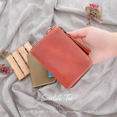 限定商品」本革 ヌメ革 L字ファスナー コンパクト 小銭入れ 財布