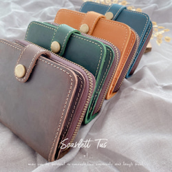 本革 ヌメ革 二つ折り財布 小銭入れ 折りたたみ財布 多収納 大容量