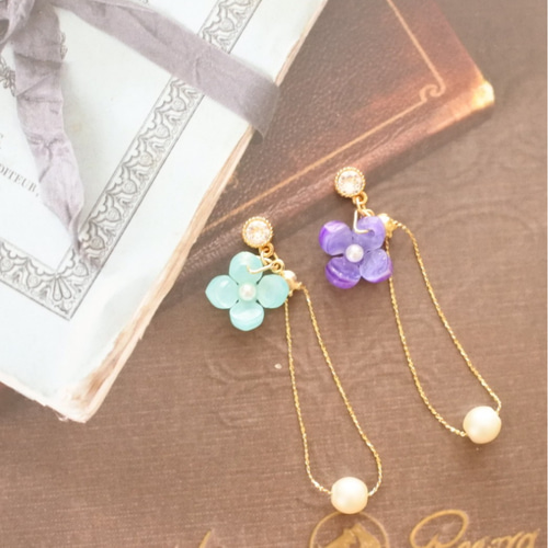 梅雨色＊紫陽花【シールピアス】マスクアクセサリー・イヤリング