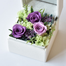 【贈り物に】バラのジュエルボックス 紫　ラッピング無料 2枚目の画像