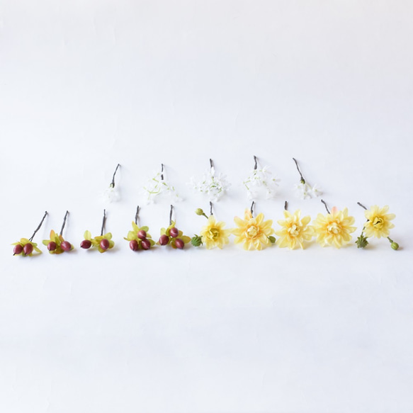 イエローダリアとヒペリカムの髪飾り 6枚目の画像