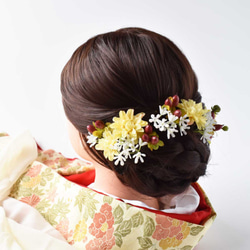 イエローダリアとヒペリカムの髪飾り 2枚目の画像