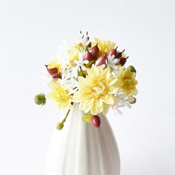 イエローダリアとヒペリカムの髪飾り 11枚目の画像