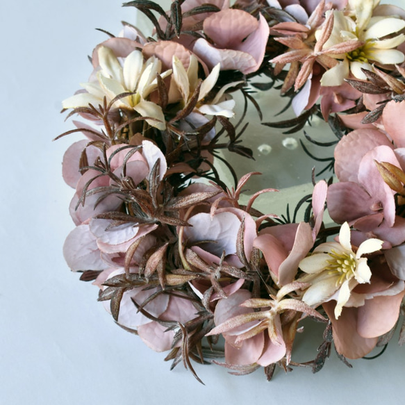 デイジーとローズマリーのくすみピンクリース　 4枚目の画像