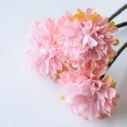 ピンク菊とミモザの髪飾り　水引 9枚目の画像