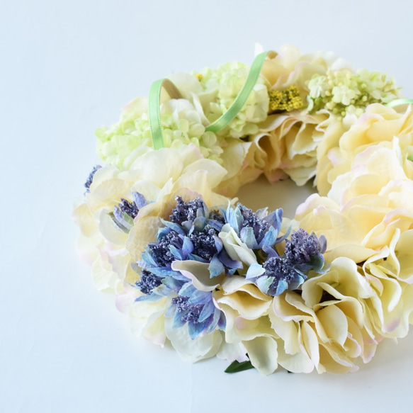 【ギフト包装無料】紫陽花とアストランティアのリース 3枚目の画像