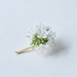 お花のポニーフック ベビーフラワーホワイト×シードブッシュ 2枚目の画像