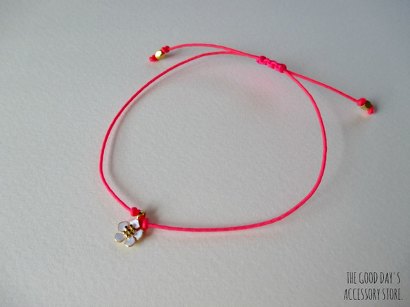 Arm Candy ♥ コードブレスレット・Neon Pink 2枚目の画像