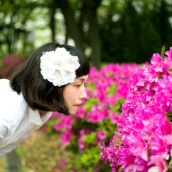 チュール＋お花のヘッドアクセサリー 5枚目の画像