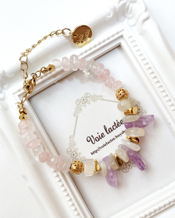 ローズアメジスト × ローズクォーツ × ムーンストーン × クリスタル