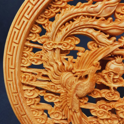 銅 細工 龍鳳呈祥盤 装飾品 工芸品美術品 LL 置物
