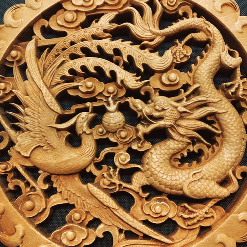 龍鳳呈祥 26.5cm(鳳凰・龍・竜・雲) ≪心配ごとをまるく 龍鳳呈祥 26.5cm(鳳凰・龍・竜・雲) ≪心配ごとをまるく