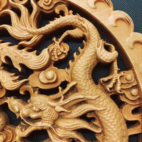 龍鳳呈祥 26.5cm（鳳凰・龍・竜・雲) ≪心配ごとをまるく