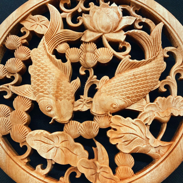 激安。天然南紅彫刻 蓮池鲤鱼 ストラップ付